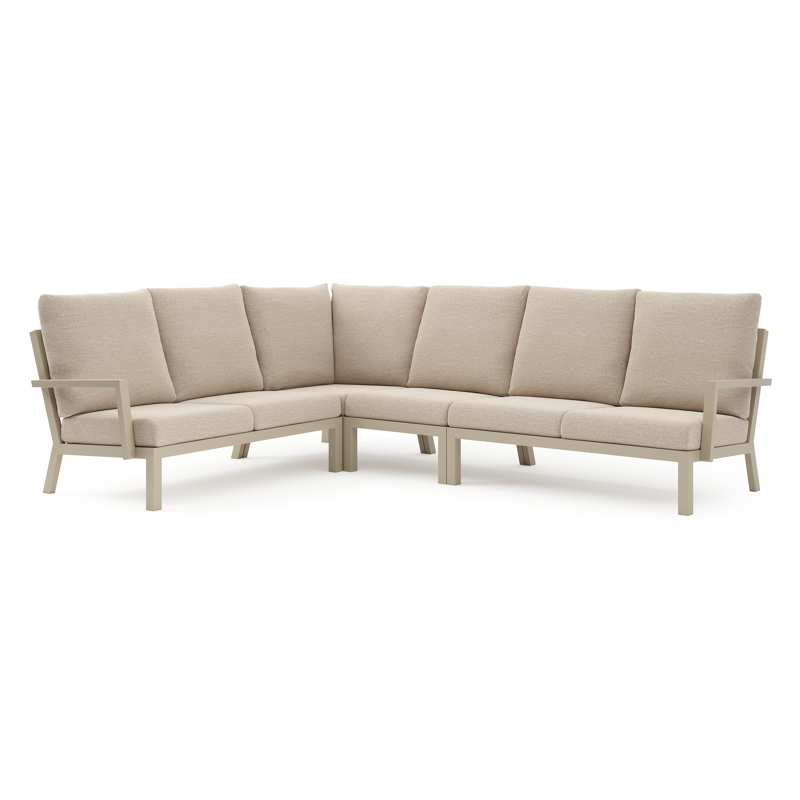 Arnes loungehoek in beige aluminium met rustic weather+ softtouch kussen