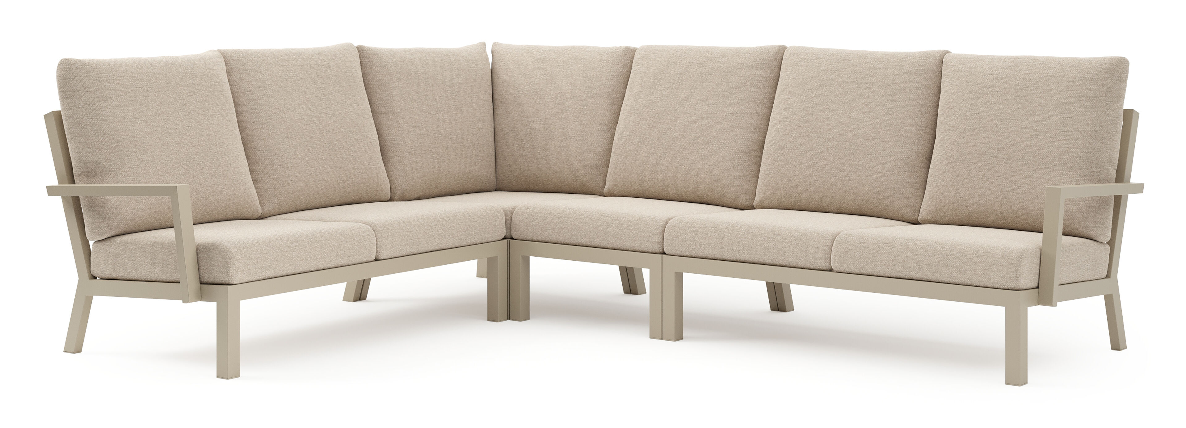 Arnes loungehoek in beige aluminium met rustic weather+ softtouch kussen