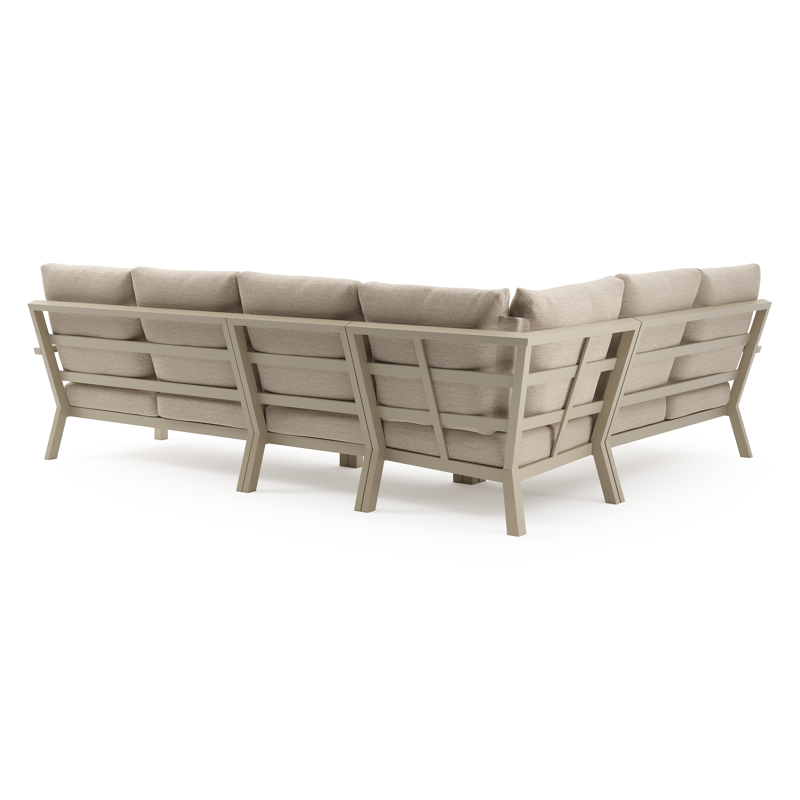 Arnes loungehoek in beige aluminium met rustic weather+ softtouch kussen