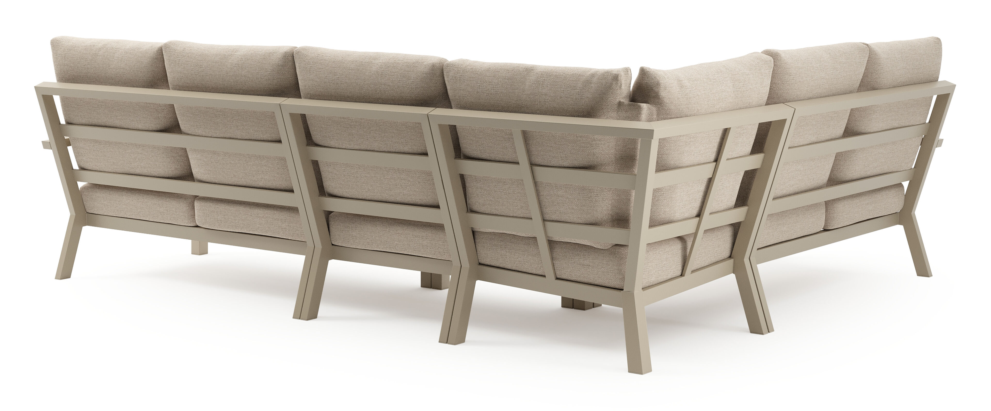 Arnes loungehoek in beige aluminium met rustic weather+ softtouch kussen