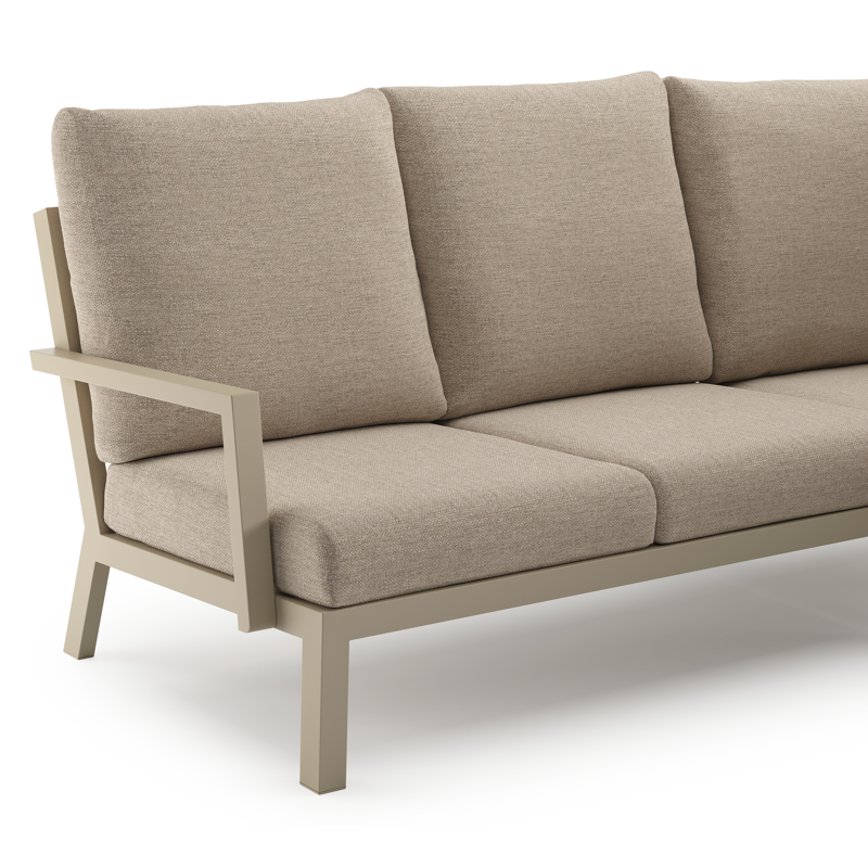 Arnes loungehoek in beige aluminium met rustic weather+ softtouch kussen