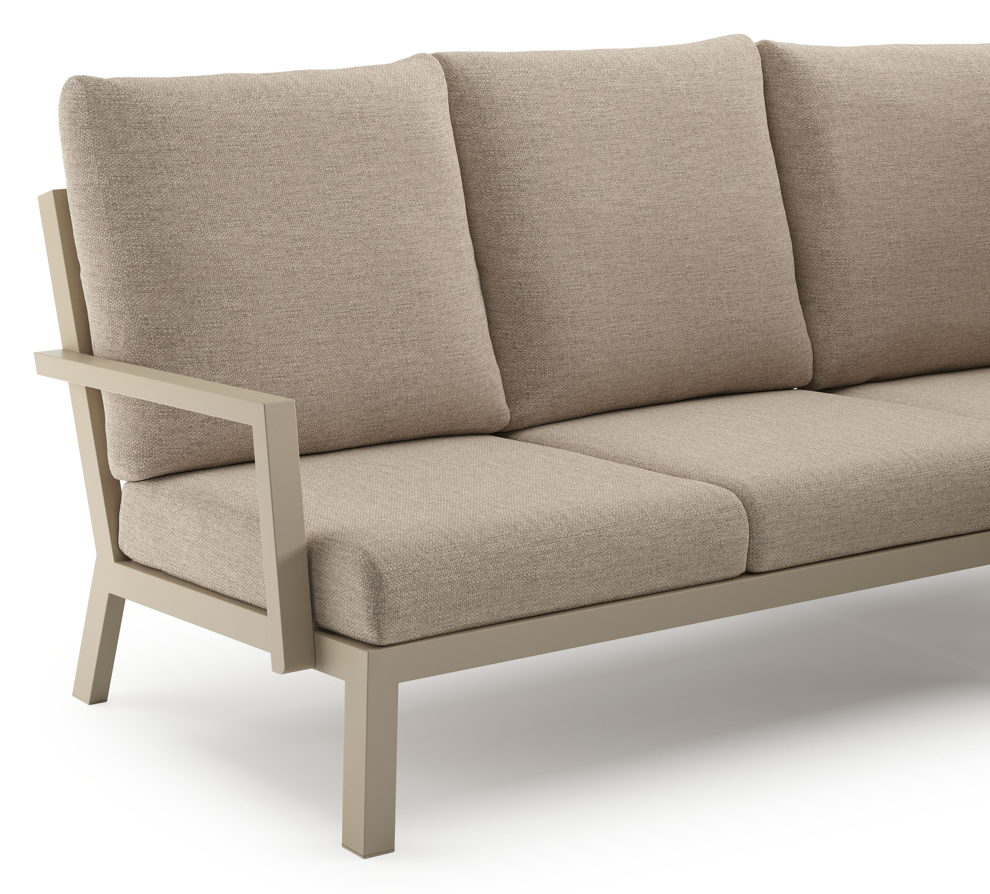 Arnes loungehoek in beige aluminium met rustic weather+ softtouch kussen