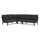 Salon de jardin d'angle Arnes en aluminium noir et coussins en weather+ softtouch sky black