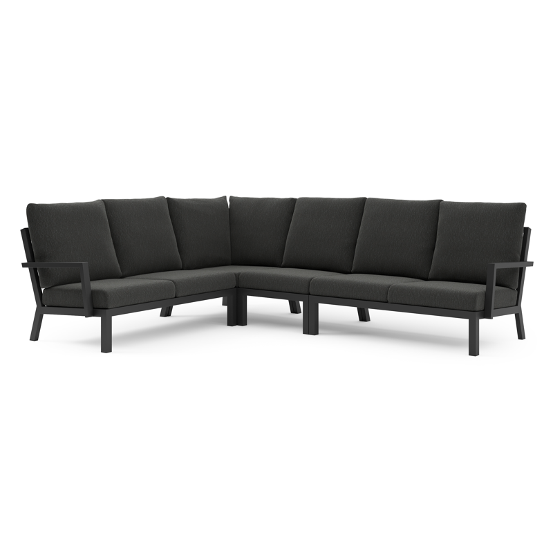 Arnes loungehoek in zwart aluminium met sky black weather+ softtouch kussen