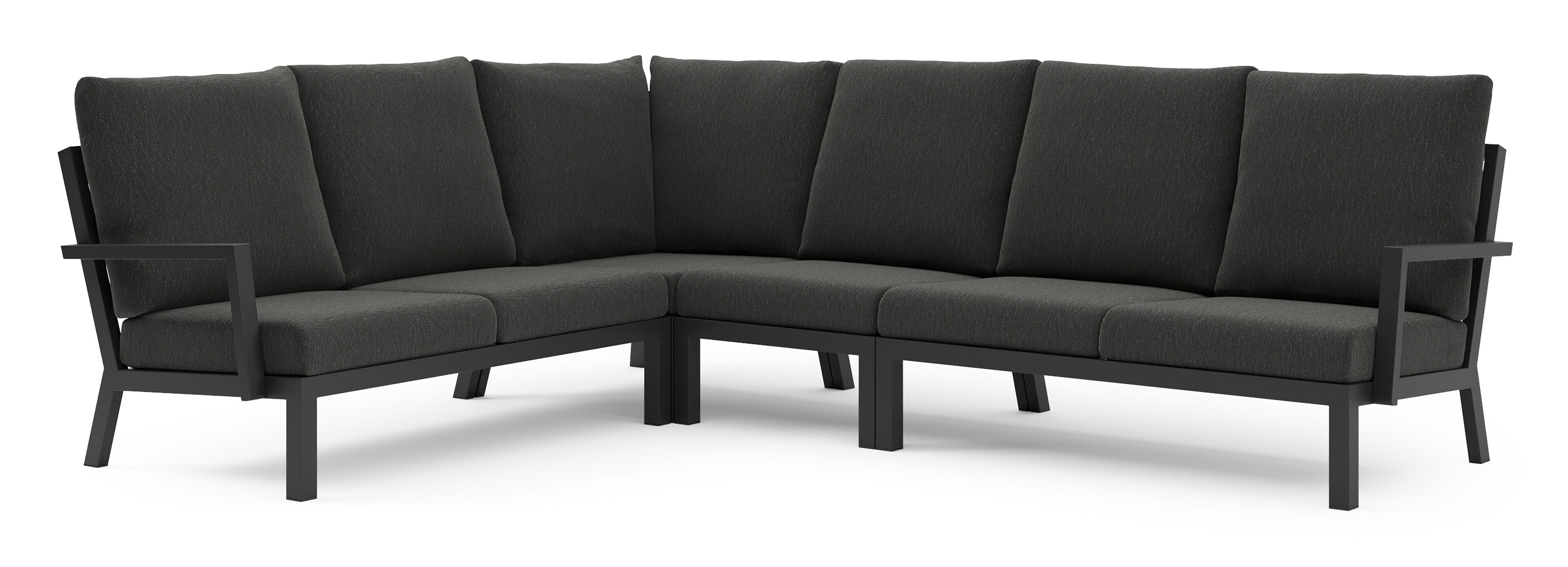 Arnes loungehoek in zwart aluminium met sky black weather+ softtouch kussen