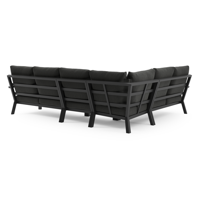 Arnes loungehoek in zwart aluminium met sky black weather+ softtouch kussen