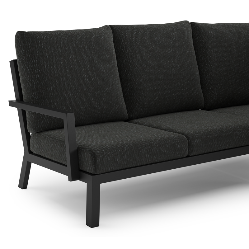 Arnes loungehoek in zwart aluminium met sky black weather+ softtouch kussen