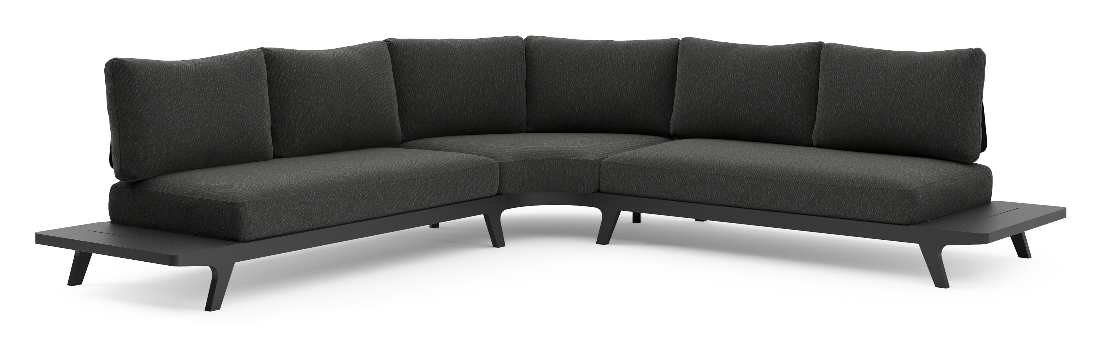 Bolzano loungehoek in zwart aluminium met sky black weather+ softtouch kussen