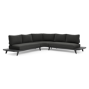 Salon de jardin d'angle Bolzano en aluminium noir et coussins en weather+ softtouch sky black