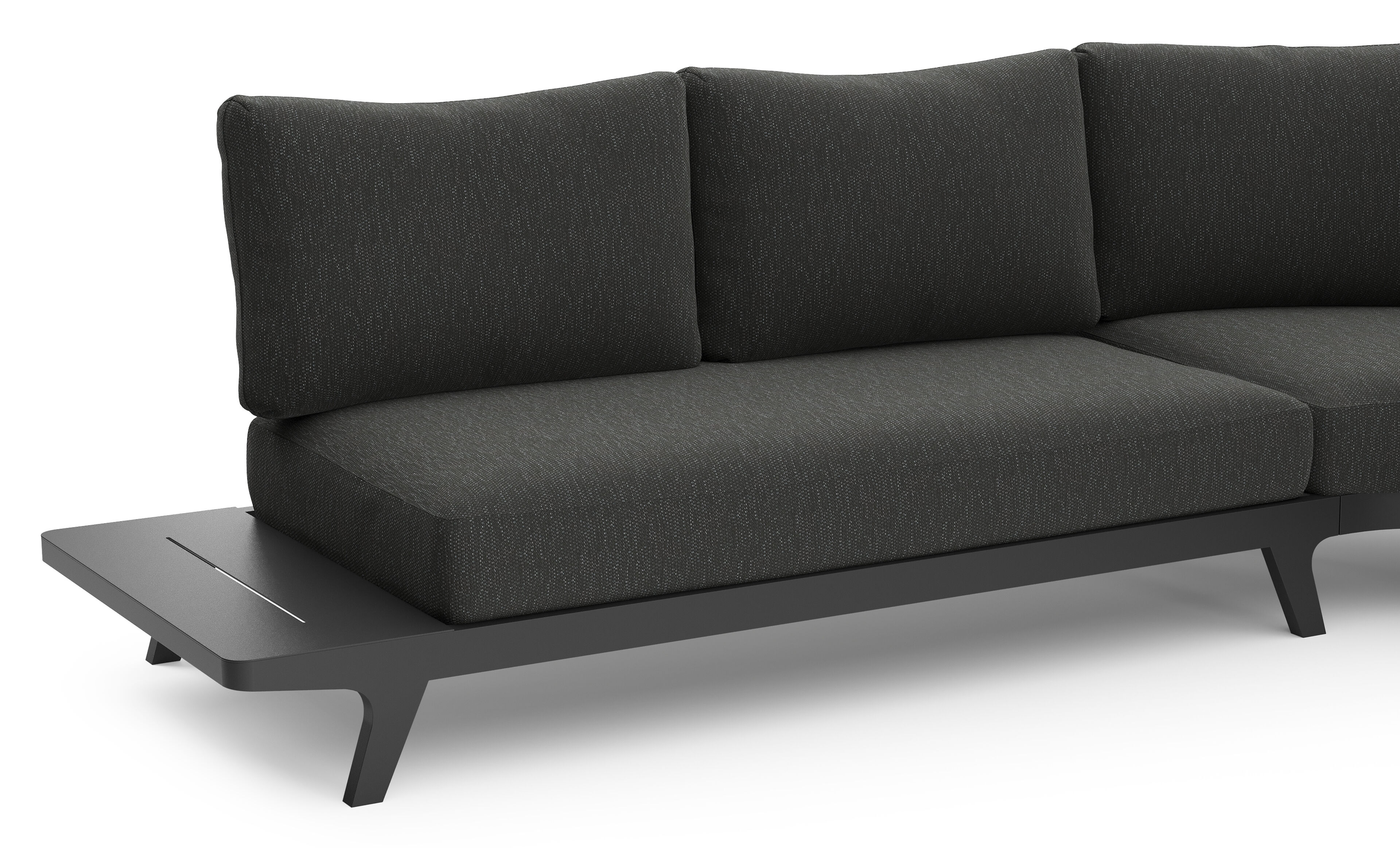 Bolzano loungehoek in zwart aluminium met sky black weather+ softtouch kussen