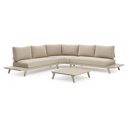 Salon de jardin d'angle Bolzano en aluminium beige et coussins en weather+ softtouch rustic et table basse