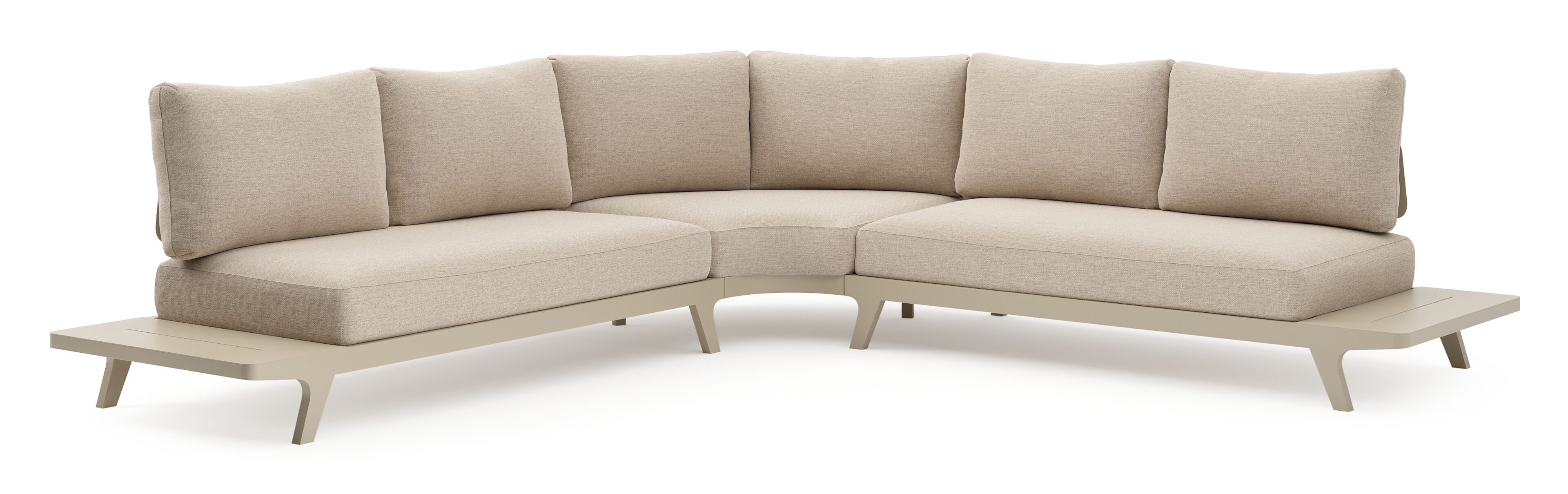 Bolzano loungehoek in beige aluminium met rustic weather+ softtouch kussen