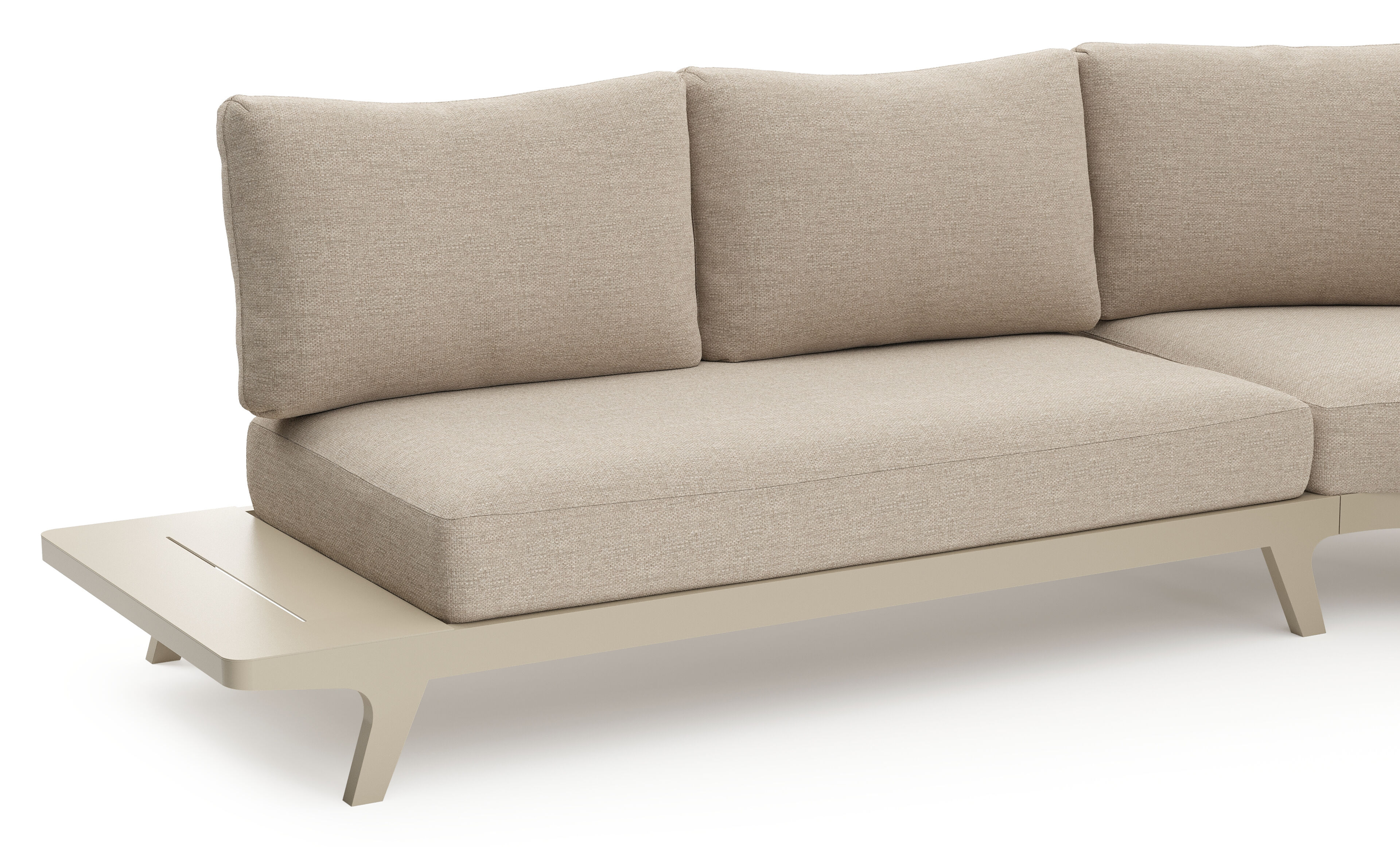 Bolzano loungehoek in beige aluminium met rustic weather+ softtouch kussen