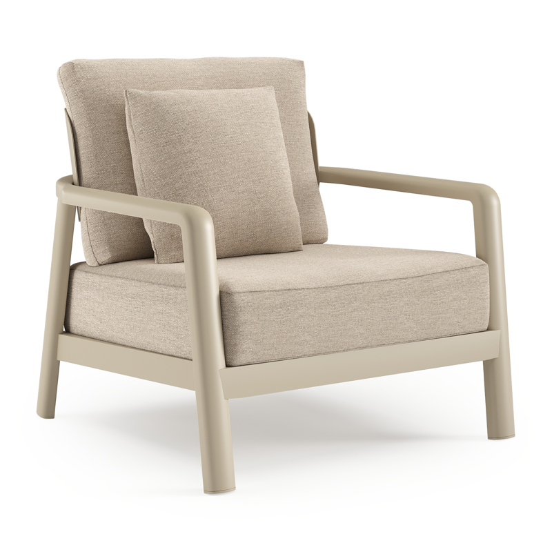 Fauteuil de jardin Salamanca en aluminium beige et coussins en weather+ softtouch rustic