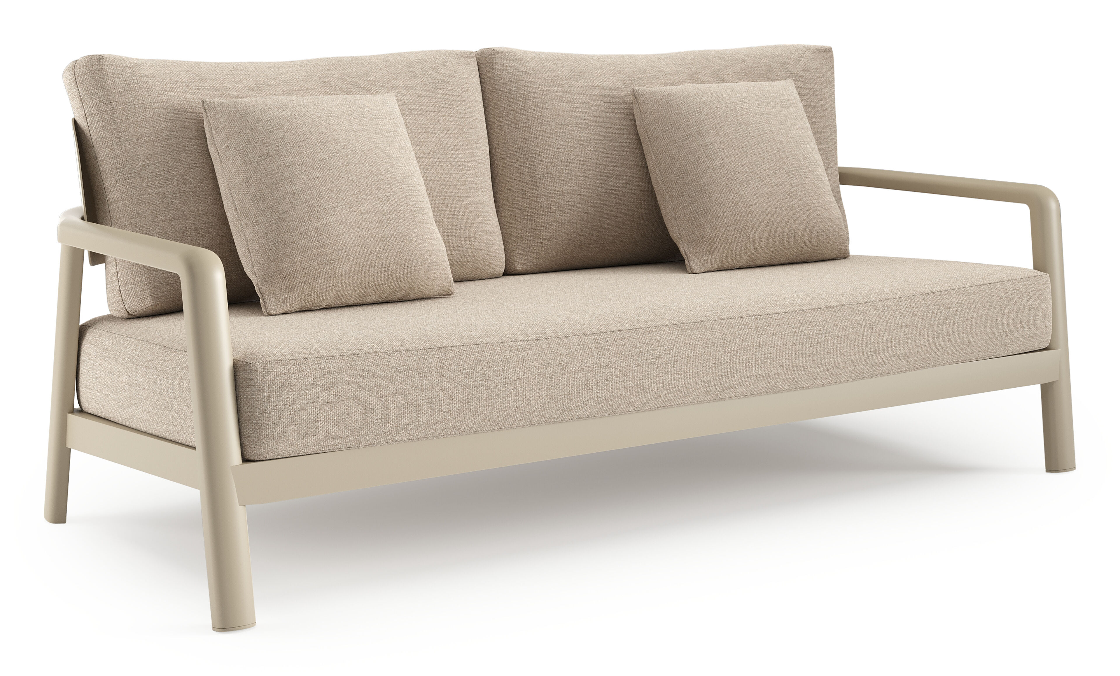 Canapé de jardin Salamanca en aluminium beige et coussins en weather+ softtouch rustic