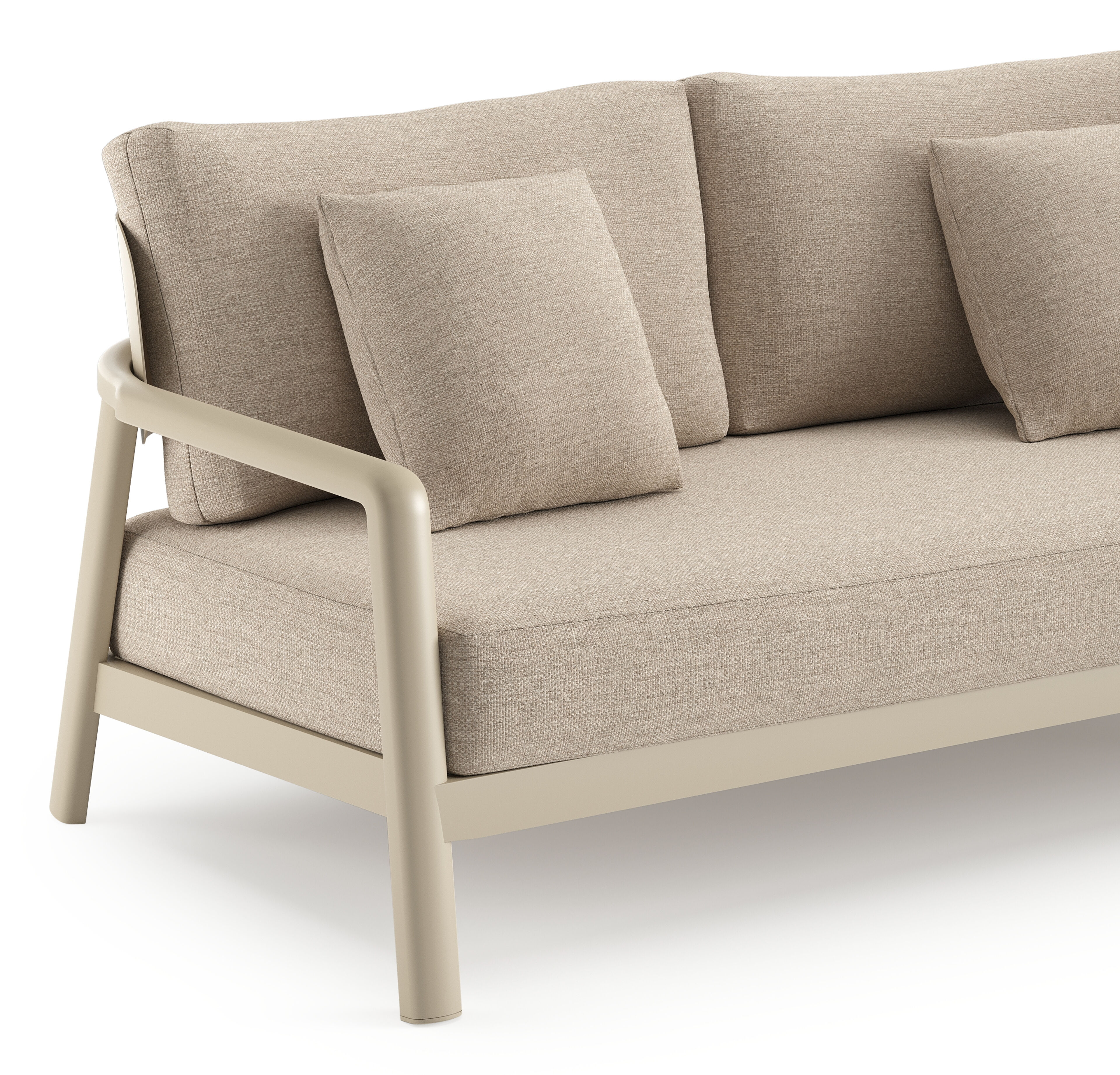 Canapé de jardin Salamanca en aluminium beige et coussins en weather+ softtouch rustic
