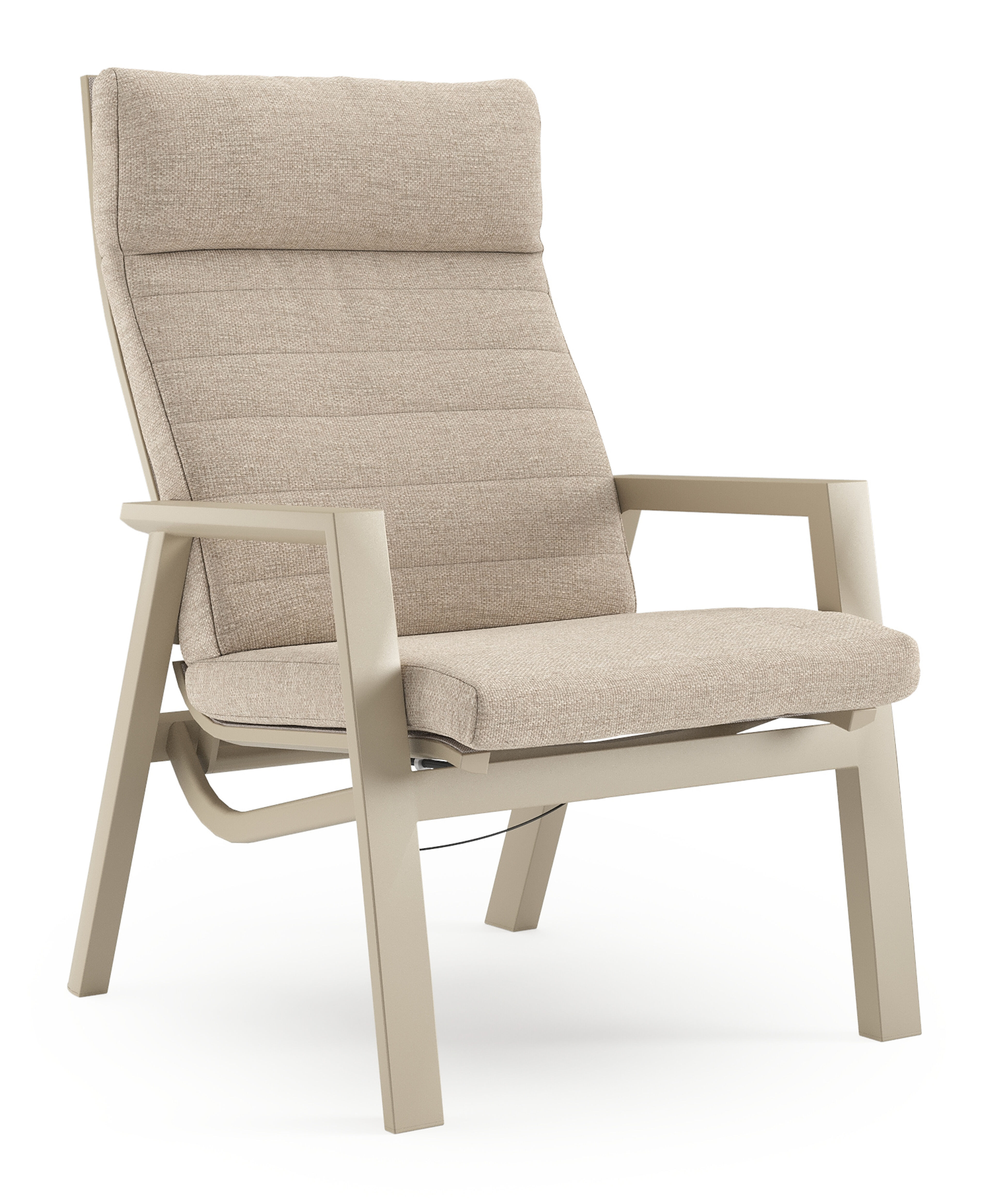 Fauteuil de jardin Prato en aluminium beige et coussins en weather+ softtouch rustic