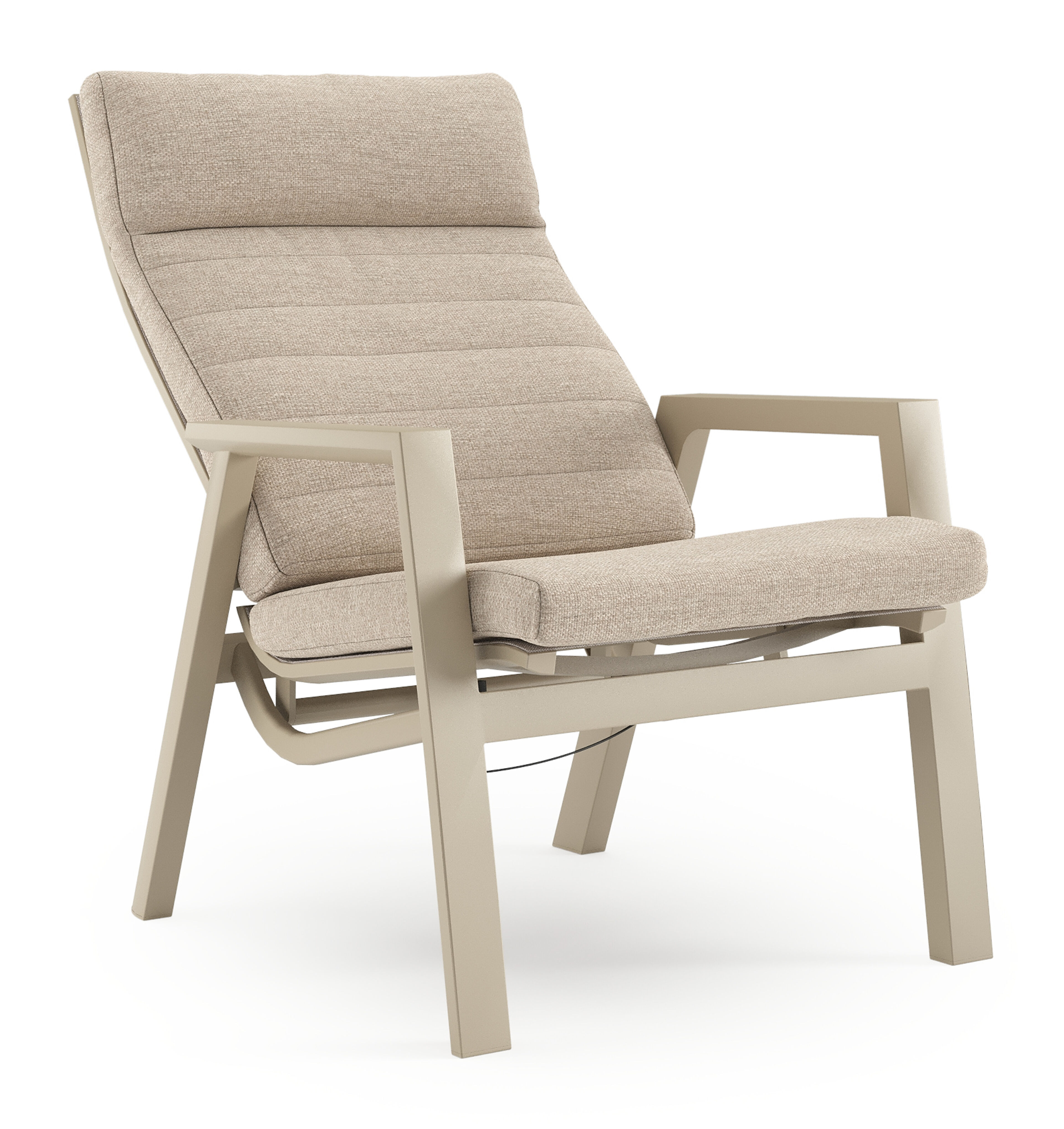 Fauteuil de jardin Prato en aluminium beige et coussins en weather+ softtouch rustic