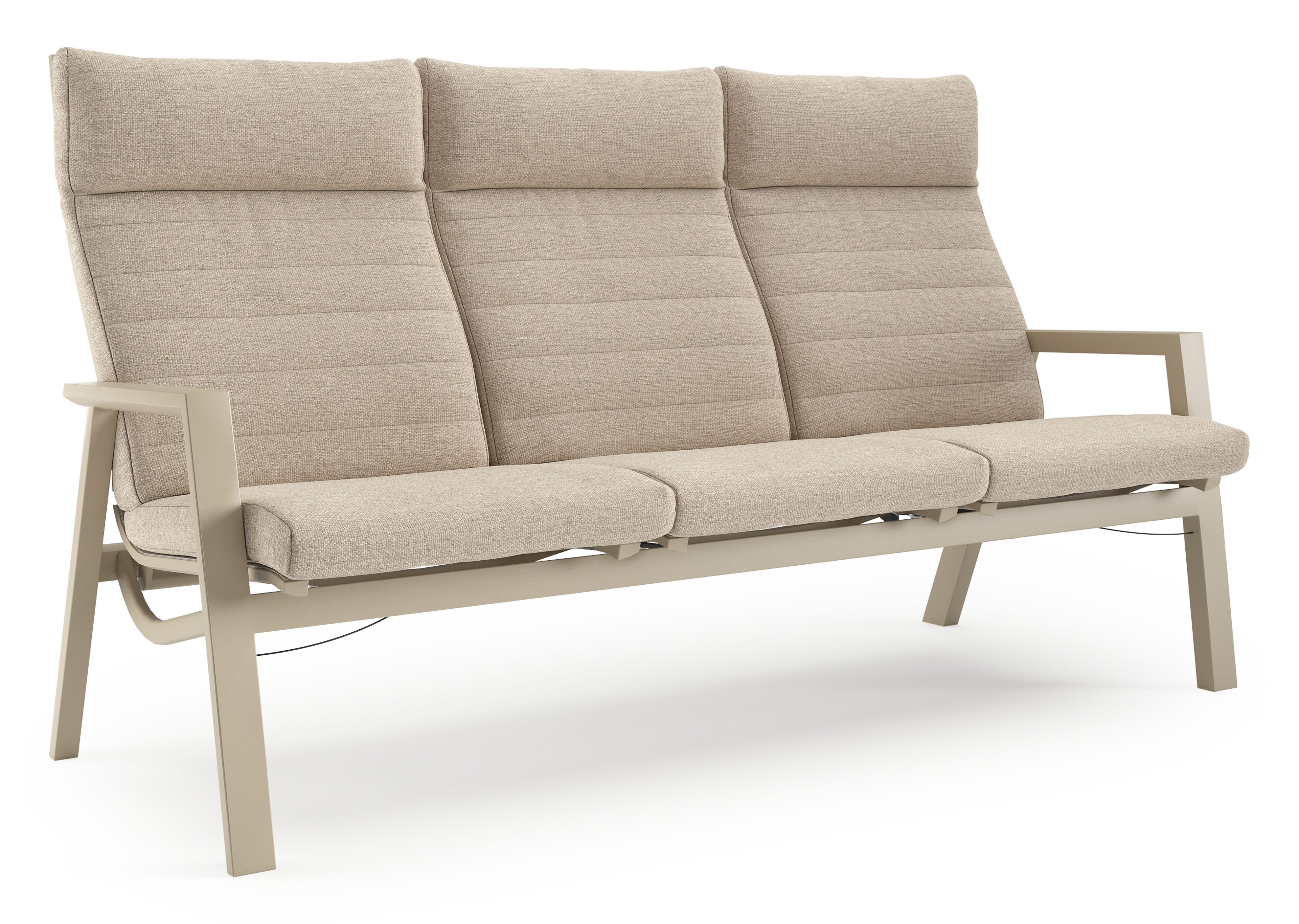 Canapé de jardin Prato en aluminium beige et coussins en weather+ softtouch rustic