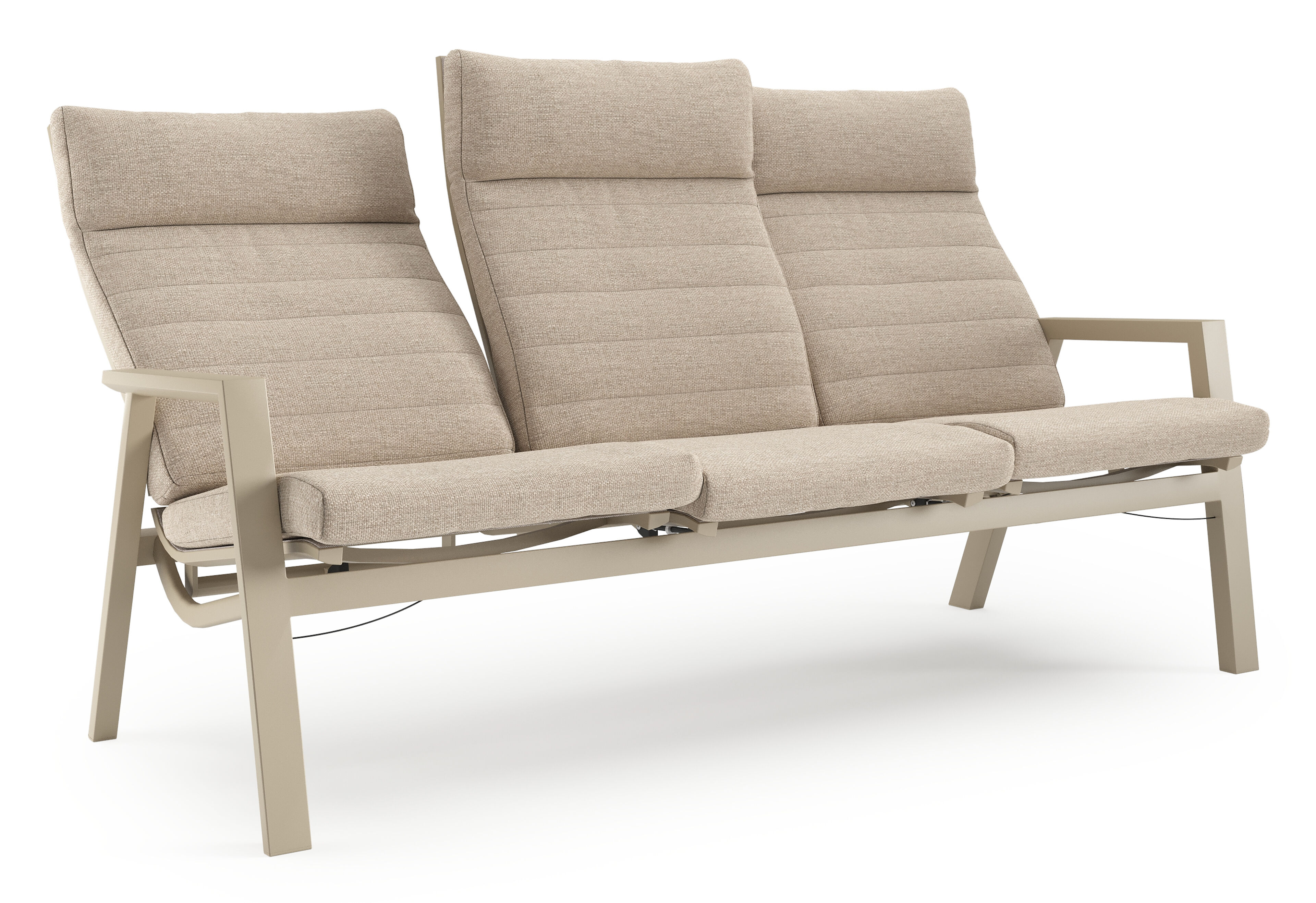 Canapé de jardin Prato en aluminium beige et coussins en weather+ softtouch rustic