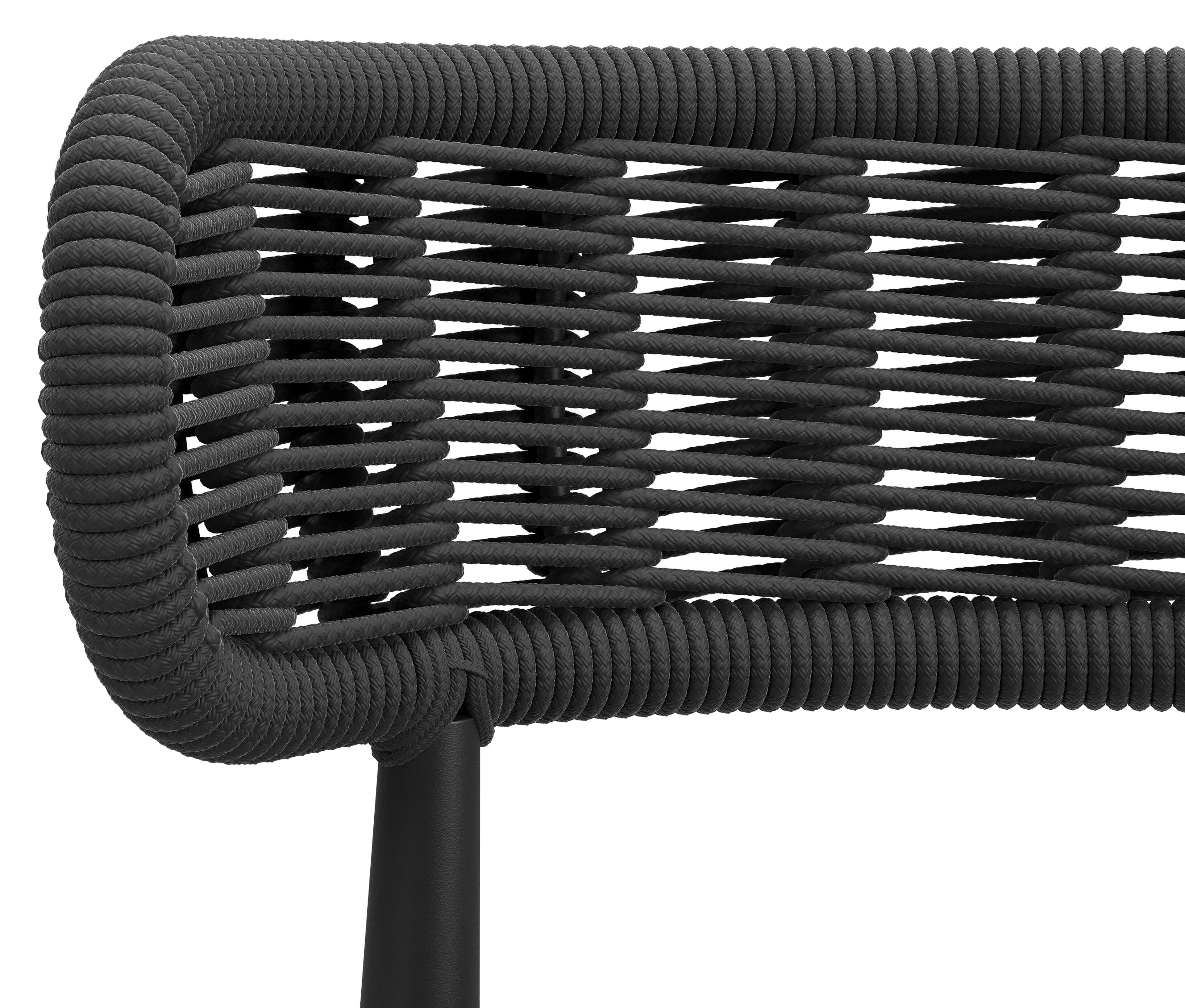 Chaise de jardin Lomo en aluminium noir et corde ronde tissée carrée noir