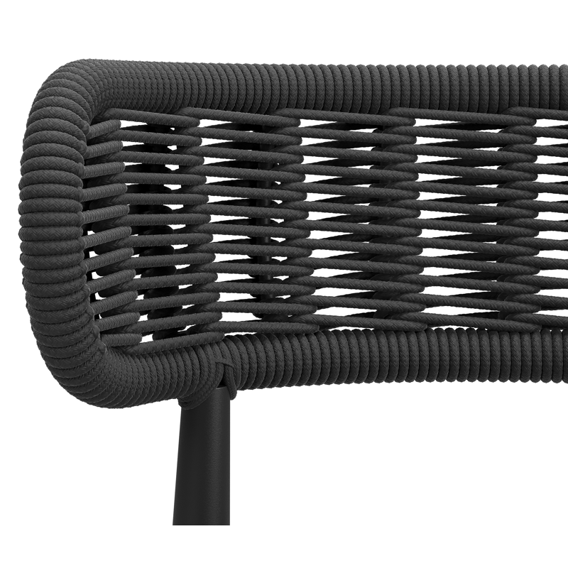Lomo tuinstoel in zwart aluminium en zwart vierkant geweven ronde rope