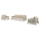 Salon de jardin Erla en corde ronde tissée verticalement beige et corde ronde tissée verticalement beige et coussins en weather+ softtouch rustic