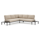 Salon de jardin d'angle Tolosa en aluminium noir et coussins en weather+ softtouch rustic