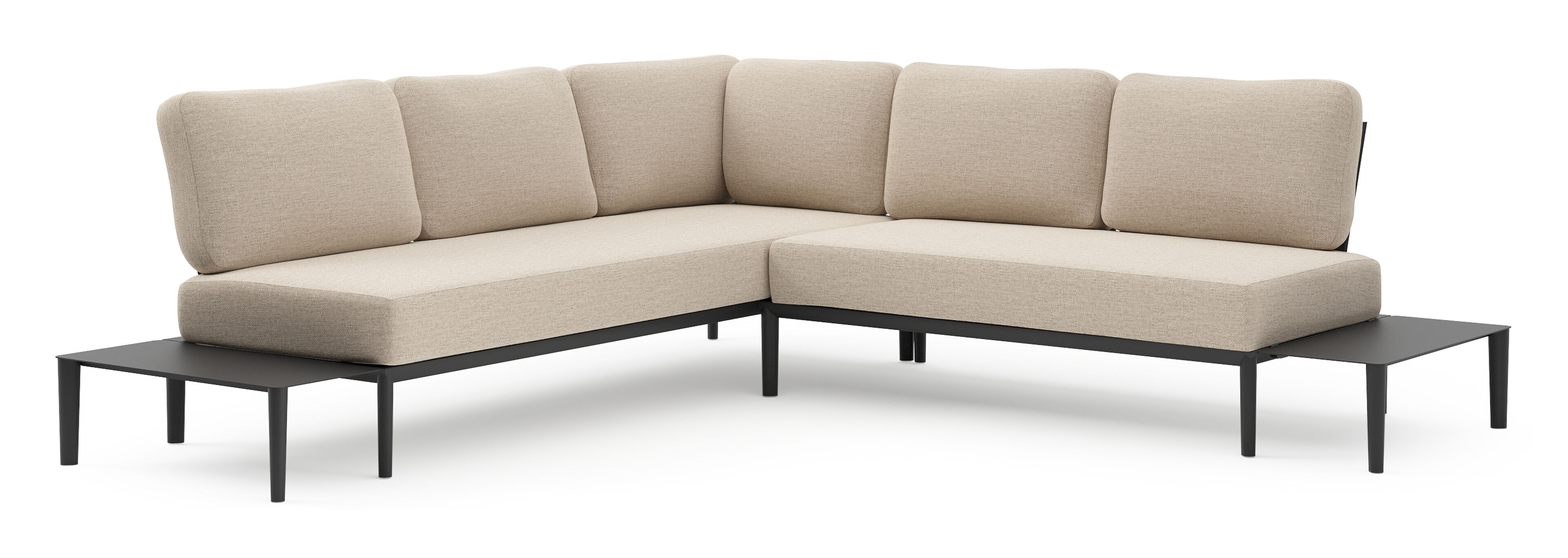 Tolosa loungehoek in zwart aluminium met rustic weather+ softtouch kussen