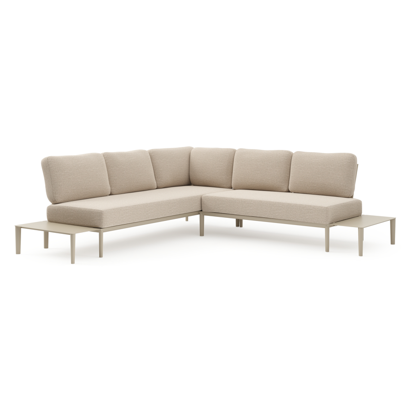 Salon de jardin d'angle Tolosa en aluminium beige et coussins en weather+ softtouch rustic
