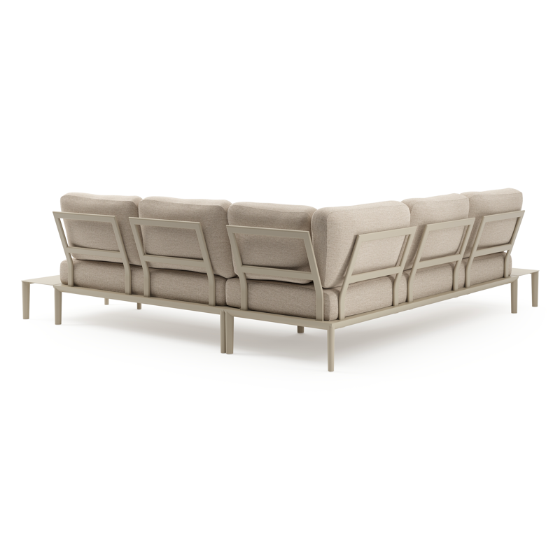 Salon de jardin d'angle Tolosa en aluminium beige et coussins en weather+ softtouch rustic