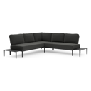 Salon de jardin d'angle Tolosa en aluminium noir et coussins en weather+ softtouch sky black