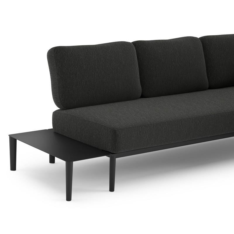 Salon de jardin d'angle Tolosa en aluminium noir et coussins en weather+ softtouch sky black