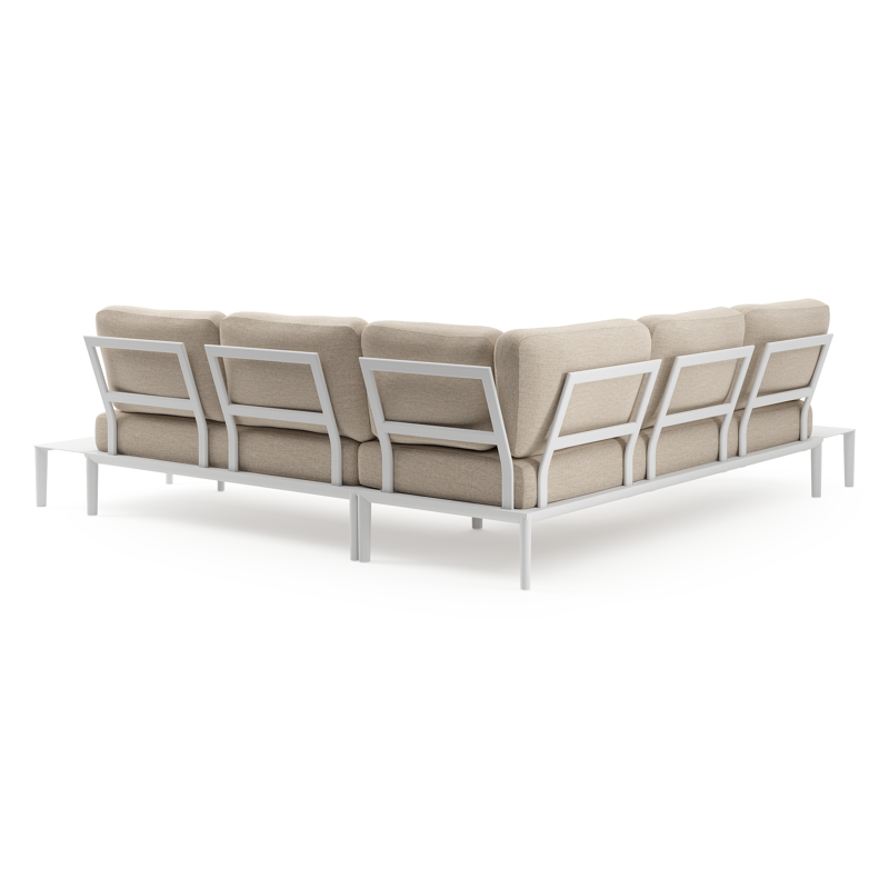 Salon de jardin d'angle Tolosa en aluminium blanc et coussins en weather+ softtouch rustic