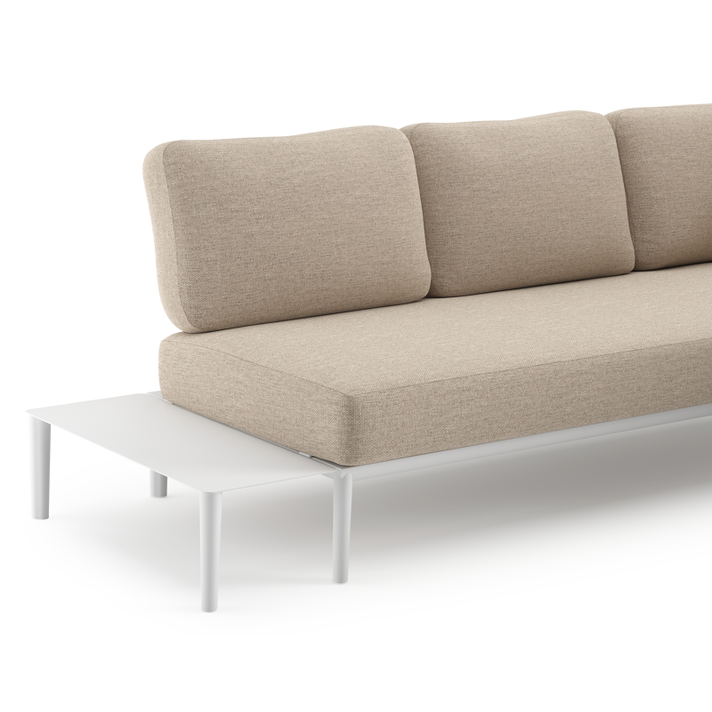 Salon de jardin d'angle Tolosa en aluminium blanc et coussins en weather+ softtouch rustic