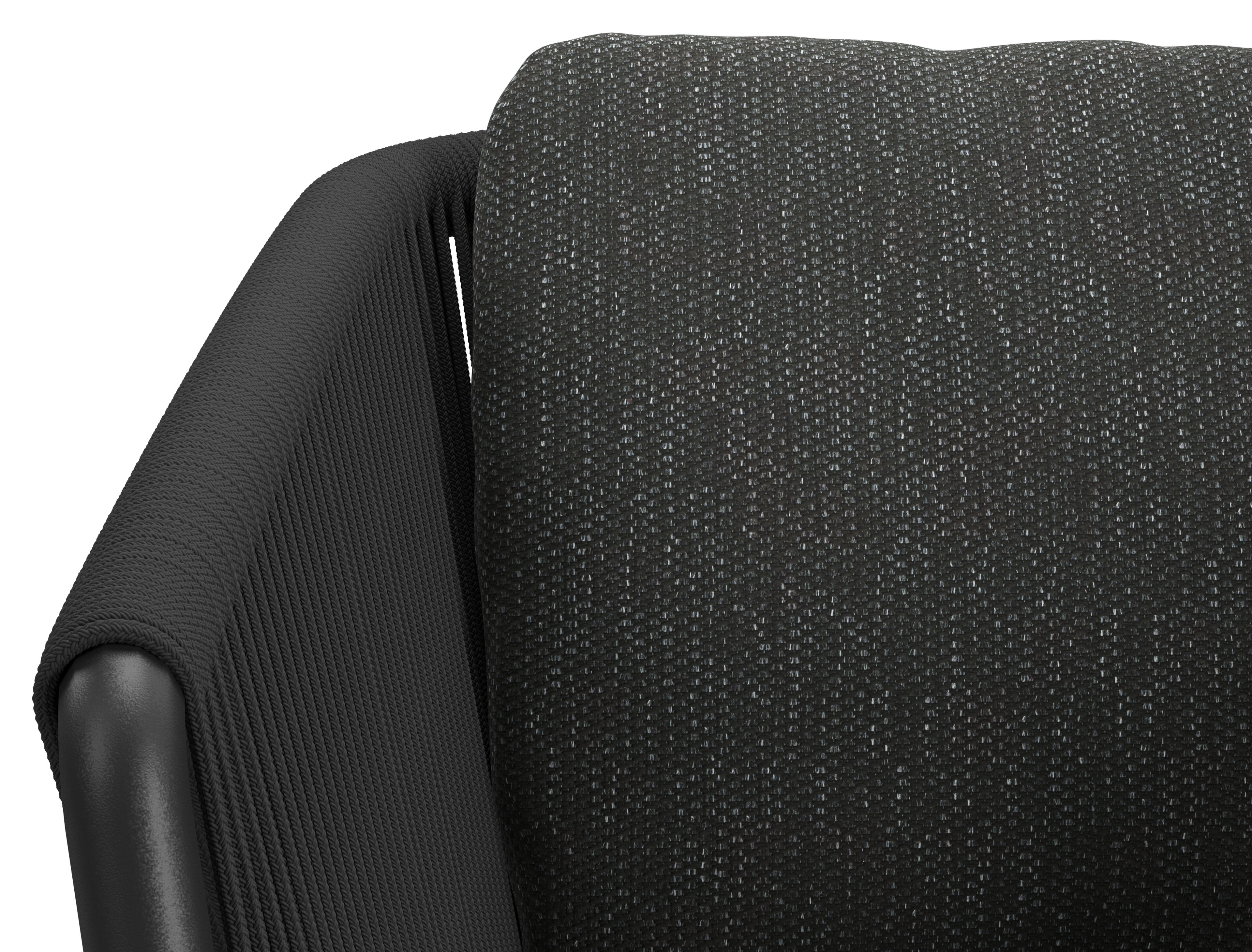 Chaise de jardin empilable Gerona en aluminium noir et corde ronde tissée verticalement noir avec coussin en Sky Black Weather+ Softtouch
