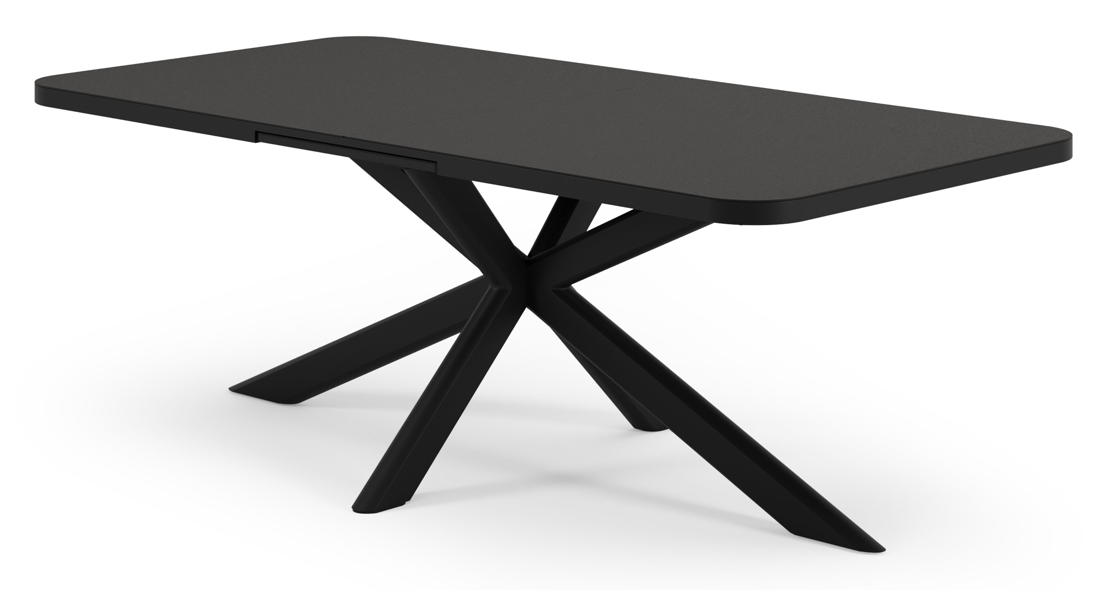 Estella tuintafel rechthoekig in zwart aluminium en Notte Minerale sintered stone - L 200 - 260 x B 100 x H 75.5 cm