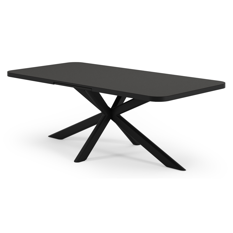 Estella tuintafel rechthoekig in zwart aluminium en Notte Minerale sintered stone - L 200 - 260 x B 100 x H 75.5 cm