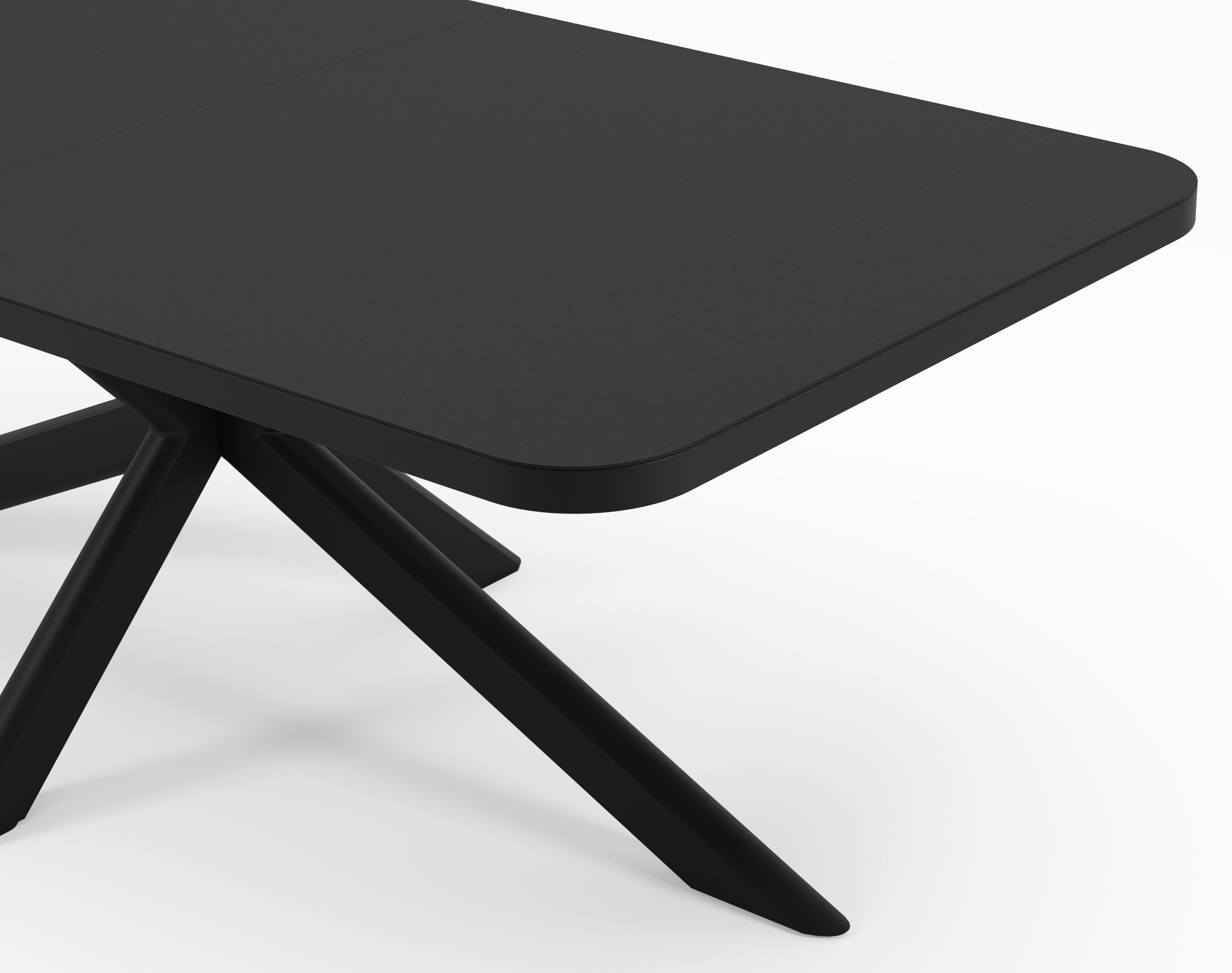 Estella tuintafel rechthoekig in zwart aluminium en Notte Minerale sintered stone - L 200 - 260 x B 100 x H 75.5 cm