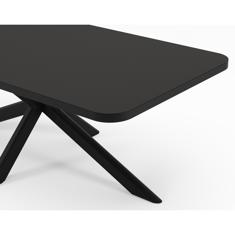Estella tuintafel rechthoekig in zwart aluminium en Notte Minerale sintered stone - L 200 - 260 x B 100 x H 75.5 cm