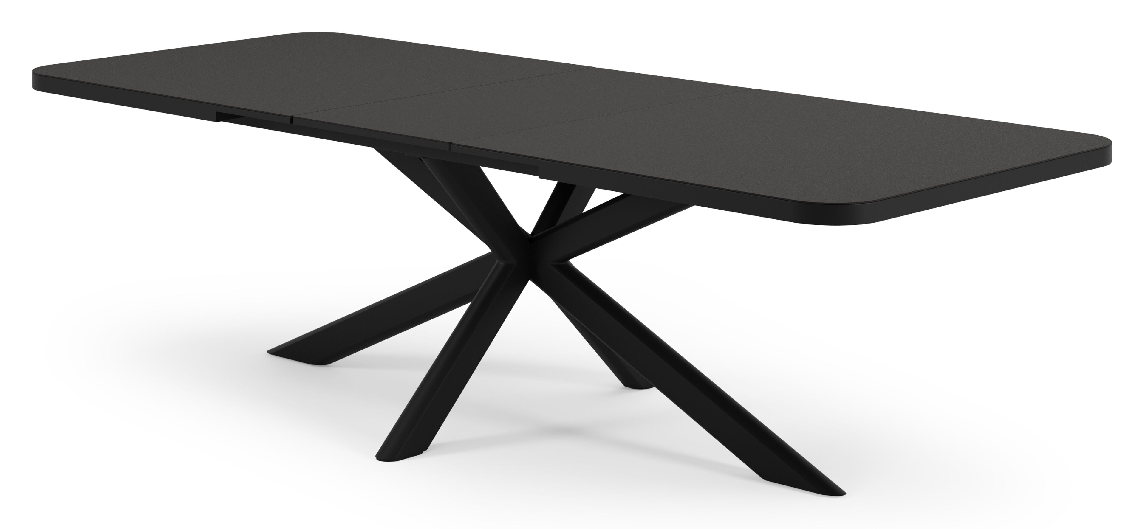 Estella tuintafel rechthoekig in zwart aluminium en Notte Minerale sintered stone - L 200 - 260 x B 100 x H 75.5 cm