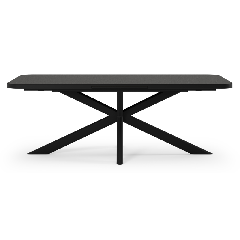 Estella tuintafel rechthoekig in zwart aluminium en Notte Minerale sintered stone - L 200 - 260 x B 100 x H 75.5 cm