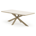 Estella tuintafel rechthoekig in beige aluminium en Crema Minerale sintered stone - L 200 - 260 x B 100 x H 75.5 cm