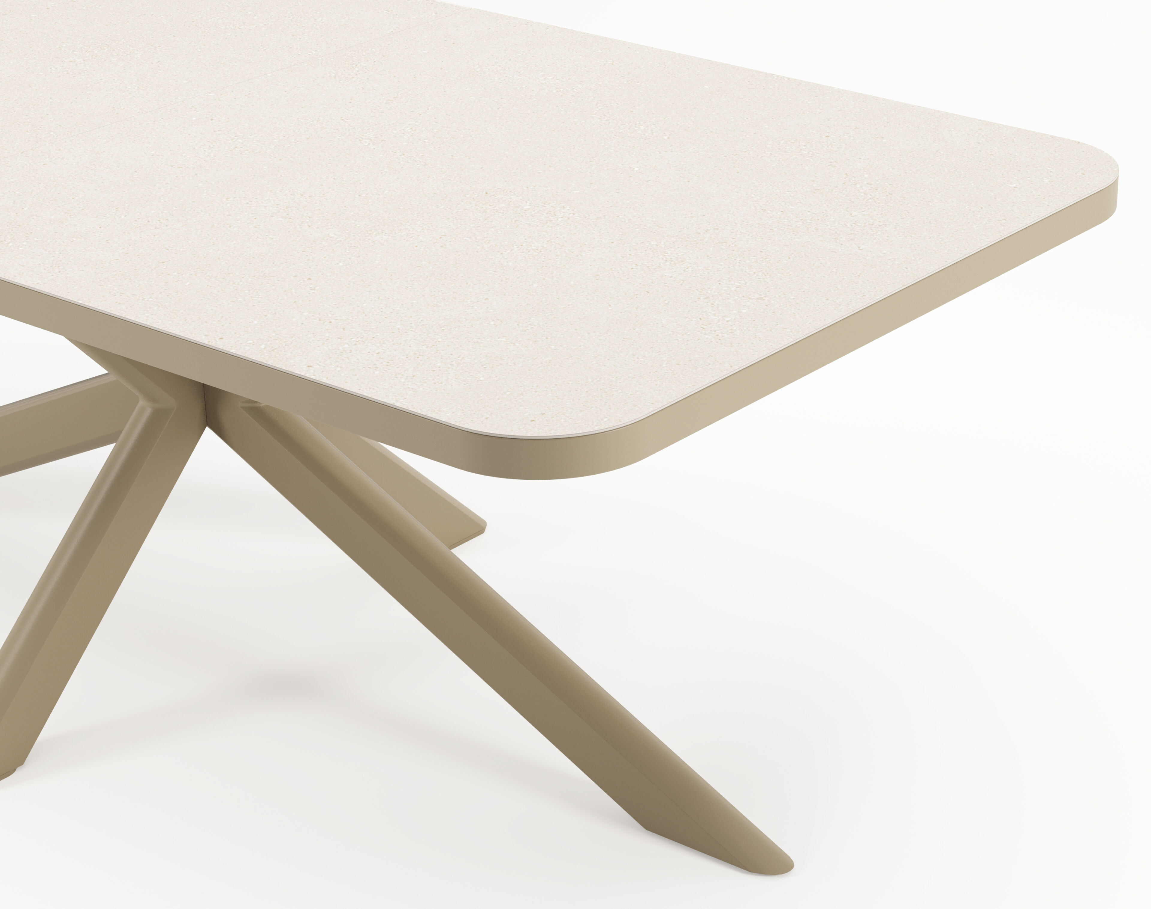 Estella tuintafel rechthoekig in beige aluminium en Crema Minerale sintered stone - L 200 - 260 x B 100 x H 75.5 cm