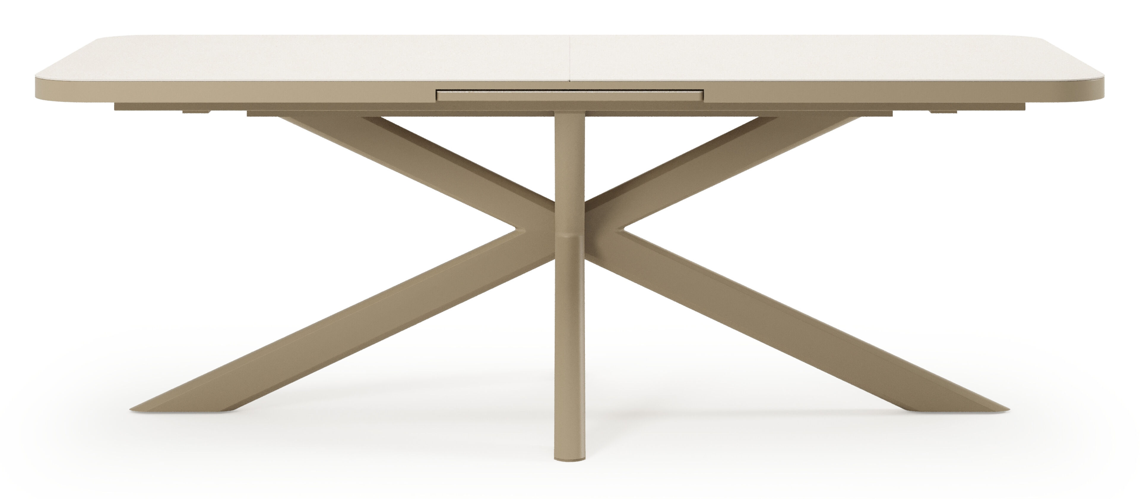 Estella tuintafel rechthoekig in beige aluminium en Crema Minerale sintered stone - L 200 - 260 x B 100 x H 75.5 cm