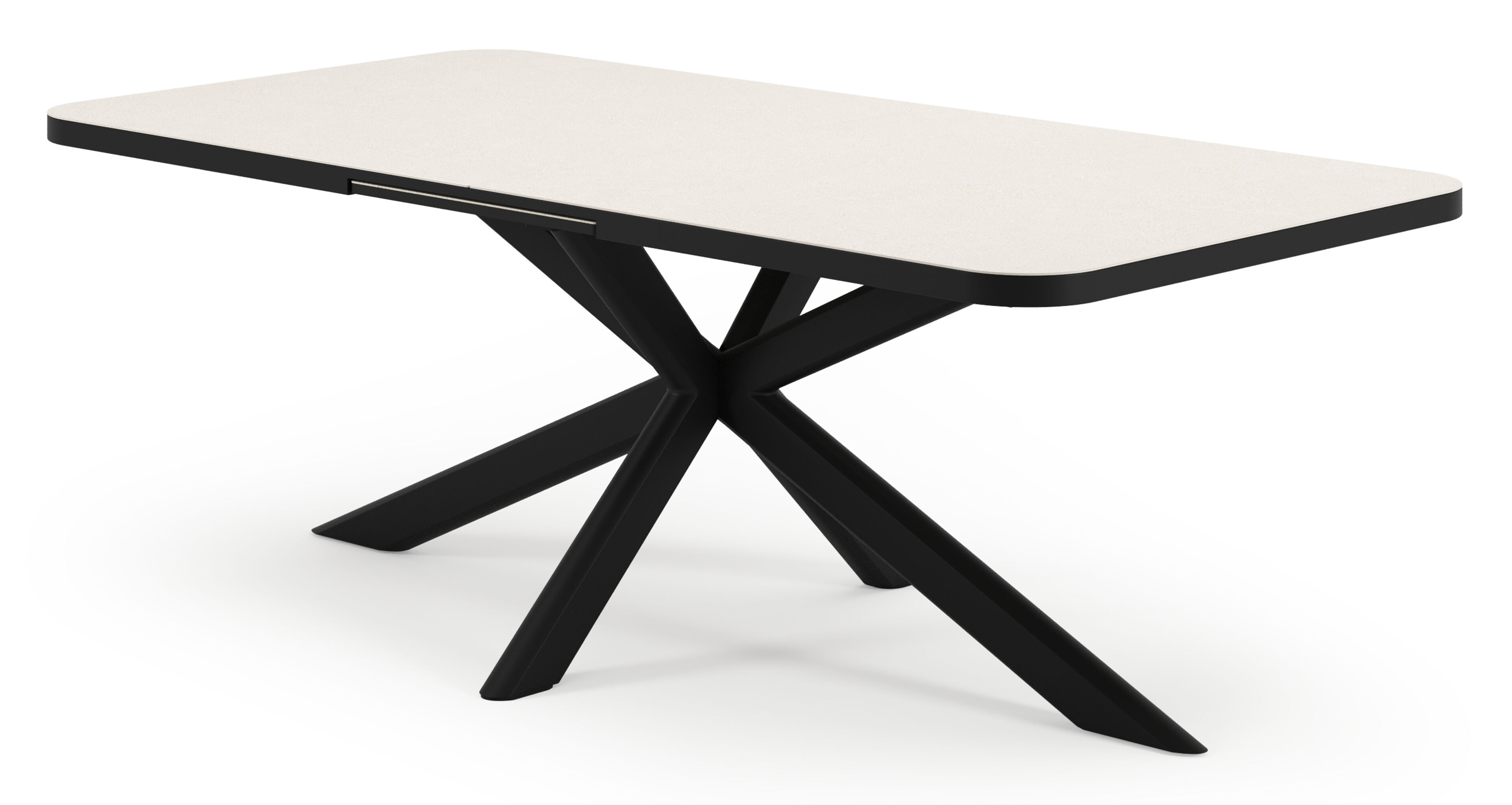 Estella tuintafel rechthoekig in zwart aluminium en Crema Minerale sintered stone - L 200 - 260 x B 100 x H 75.5 cm