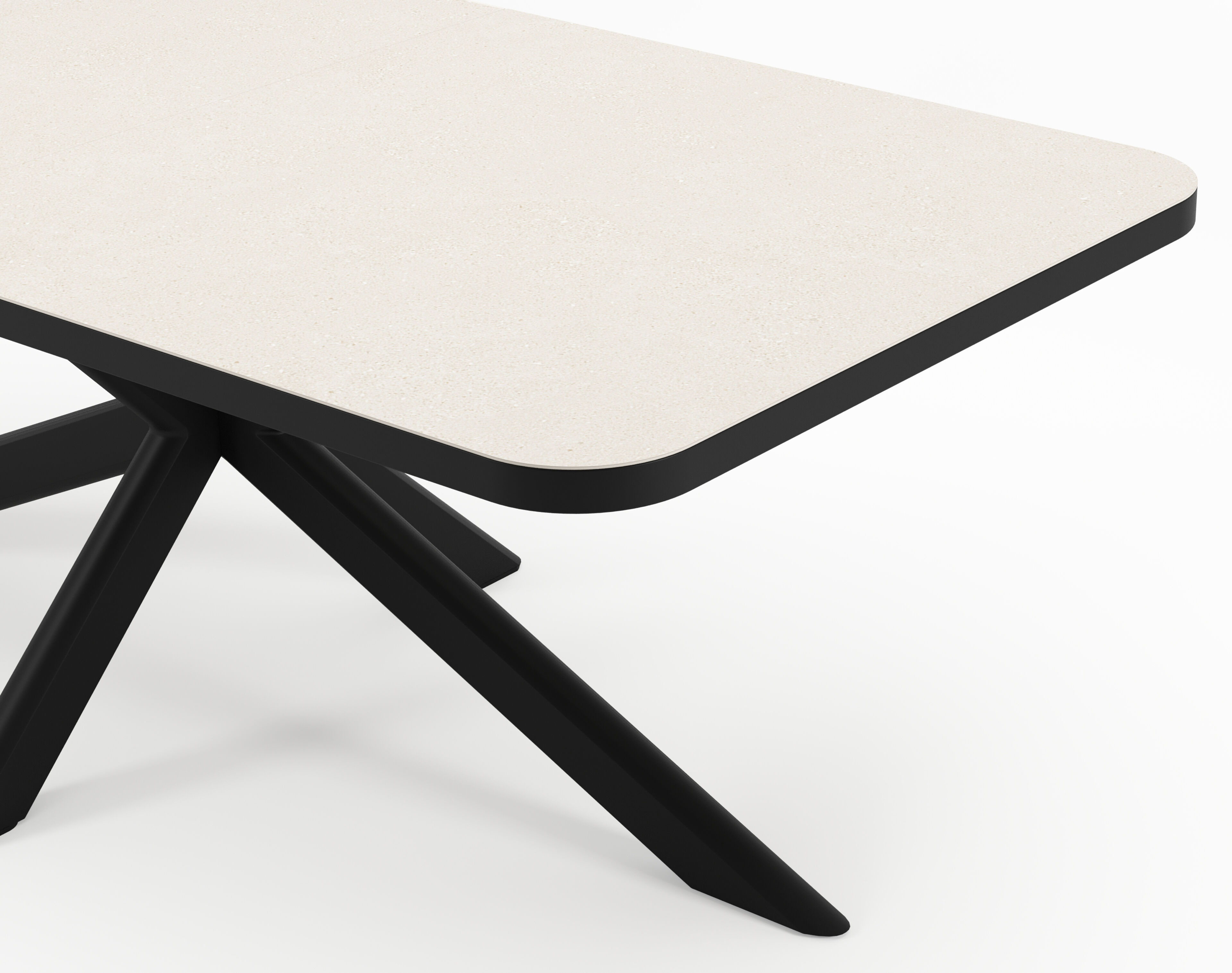Estella tuintafel rechthoekig in zwart aluminium en Crema Minerale sintered stone - L 200 - 260 x B 100 x H 75.5 cm