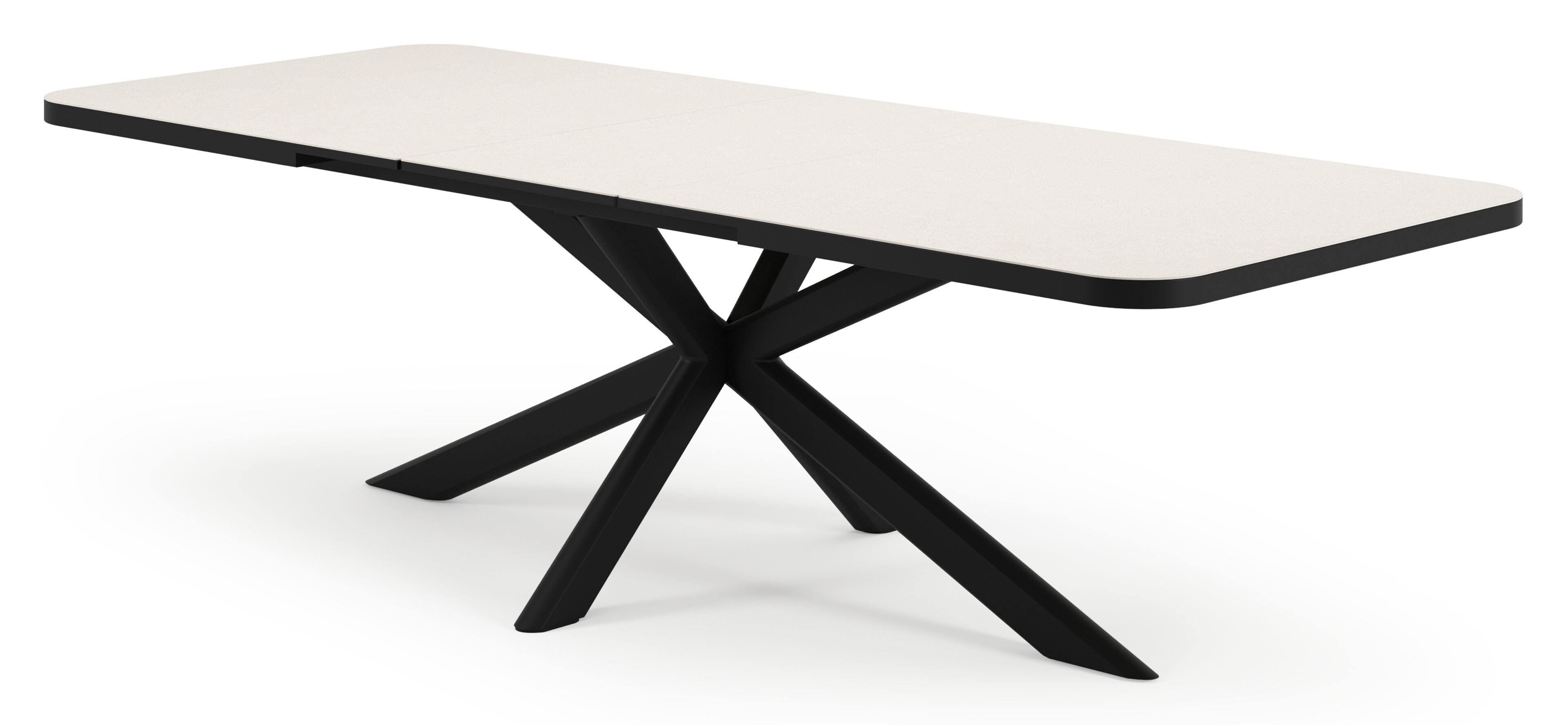 Estella tuintafel rechthoekig in zwart aluminium en Crema Minerale sintered stone - L 200 - 260 x B 100 x H 75.5 cm