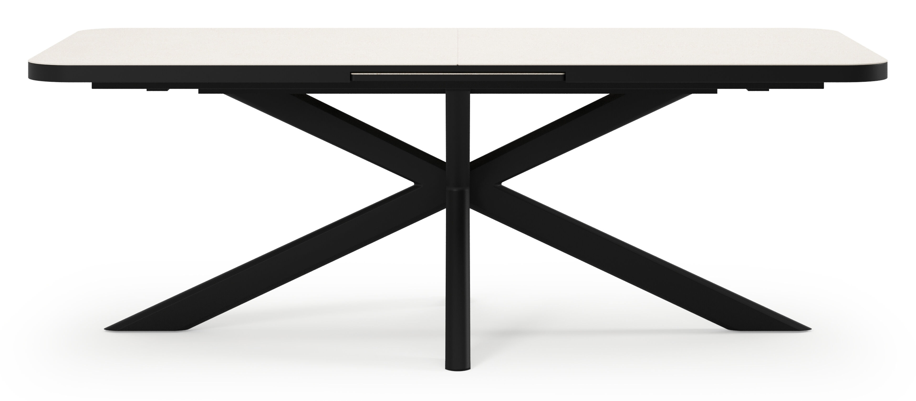 Estella tuintafel rechthoekig in zwart aluminium en Crema Minerale sintered stone - L 200 - 260 x B 100 x H 75.5 cm