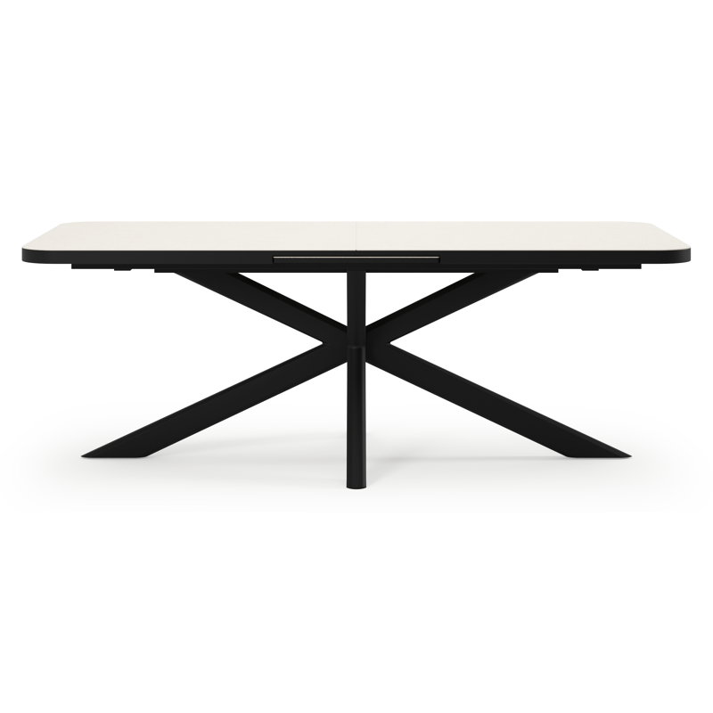 Estella tuintafel rechthoekig in zwart aluminium en Crema Minerale sintered stone - L 200 - 260 x B 100 x H 75.5 cm